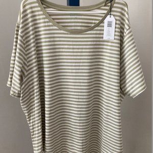 Universal Standard Striped Tee Rex Elm/Bone NWT Size 30-32 (UnivStan 2X)